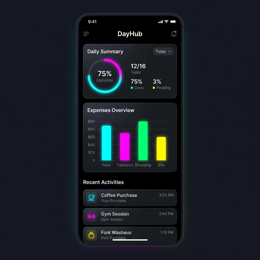 DayHub Dashboard Screenshot